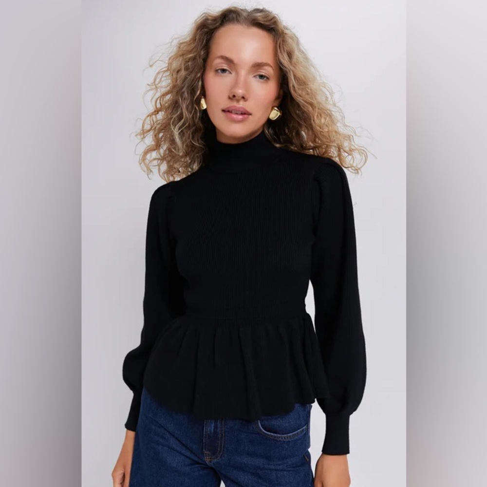 Black Peplum Peggy Sweater